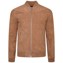 Tan Suede Leather Jacket for Men Flight/Bomber Size S M L XL XXL 3XL Custom Made - £118.16 GBP