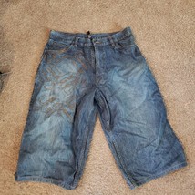 VTG Rare Makaveli Branded Tupac Denim Jeans Shorts Blue Baggy HIp Hop SZ 38 x 34 - £29.88 GBP