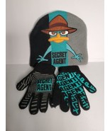 Phineas &amp; Ferb Knit Hat and Gloves Set Secret Agent Disney Kids Hat &amp; Gl... - £7.80 GBP