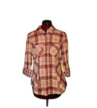 Style &amp; Co Shirt Multicolor Women Roll Tab Sleeves Plaid Snap Front  Siz... - $33.37