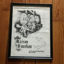 Vintage Musician Artist Signed MAISON BOURBON New Orleans Jazz Placemat or Sign  - £22.63 GBP