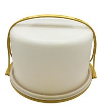Tupperware Cake Carrier Round Harvest Gold 10&quot; W/ Lid &amp; Handle Complete ... - $17.72