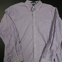 Tommy Hilfiger Academy Poplin Mens Long Sleeve Purple Striped Shirt Larg... - $14.00