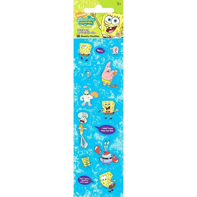 SpongeBob Squarepants 16 Count Stickers Sixteen Sheets Per Pack