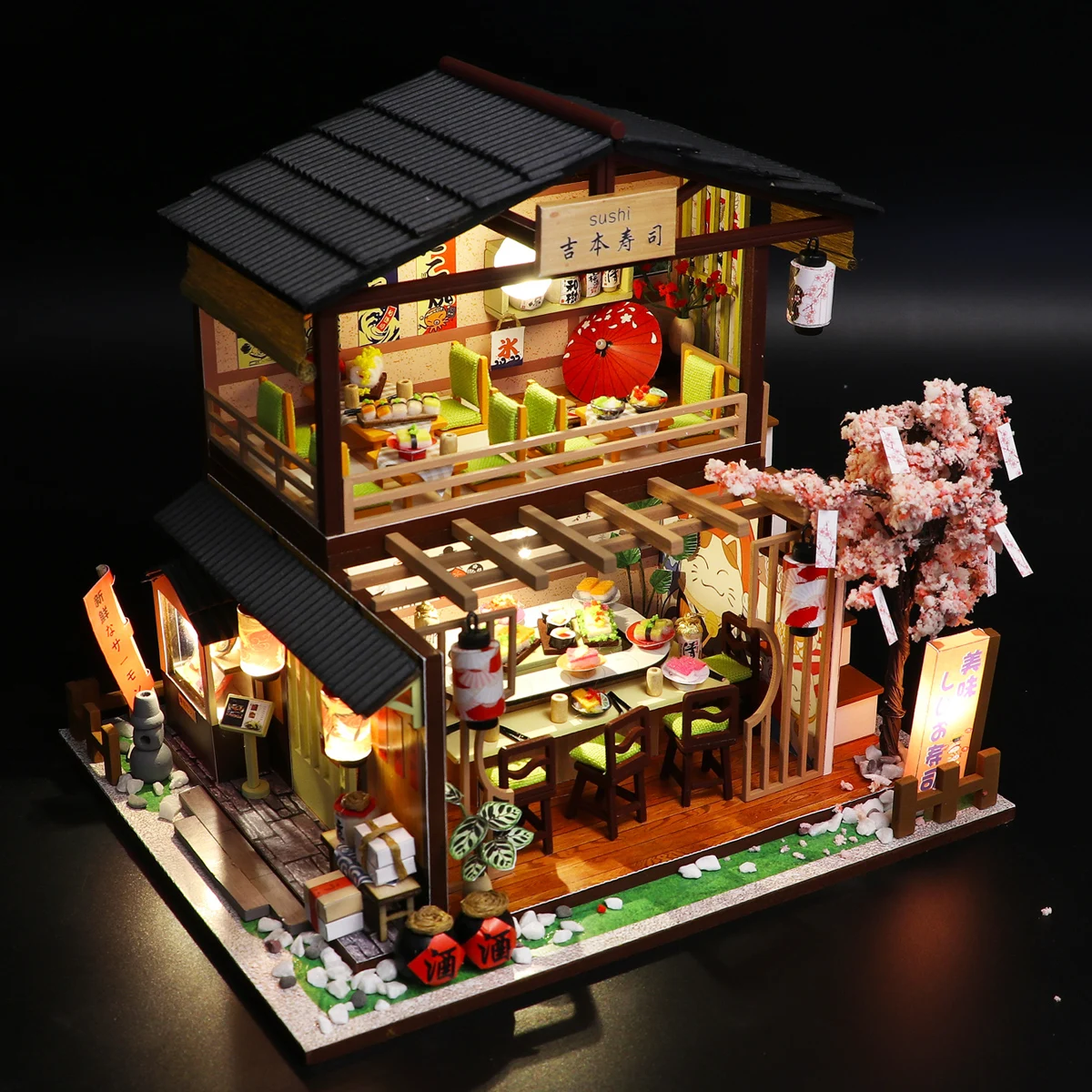 Sushi Shop Doll House Mini DIY Kit Production Assembly Room Model Toys, Home - £43.62 GBP
