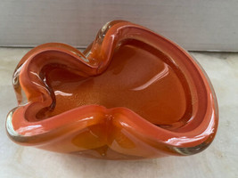 Alfredo Barbini Murano Art Glass Cased Sommerso Orange Clear Bowl Dish - £148.10 GBP
