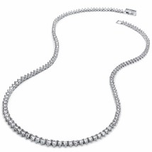 PalmBeach Jewelry 9.60 TCW Platinum-Plated Round Cubic Zirconia Tennis Necklace, - £78.21 GBP