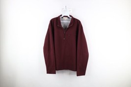 Vtg 90s J Crew Mens Large Faded Blank Half Zip Fleece Pullover Sweater Maroon - £42.48 GBP