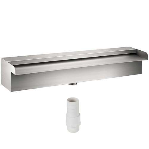 Pool Fountain Stainless Steel Pool Waterfall Spillway with Pipe Connector Rectan