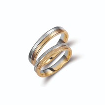 Two-Tone Wedding Band-Wedding Bands Set-Matching Rings-Engrave Band Ring - £582.24 GBP