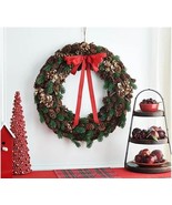 Ebenezer &amp; Co. 24&quot; Pinecone &amp; Greenery Wreath with Red Bow - £29.68 GBP