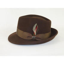 Men BENTLY HEADWEAR Hat Australian Wool Pinch Front Fedora Hudson HU421 Brown image 3