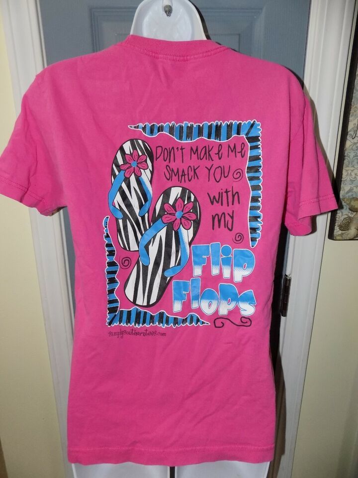 SIMPLY SOUTHERN DON&#39;T MAKE ME SMACK YOU WITH MY PINK SS T-SHIRT SIZE S W... - $23.00
