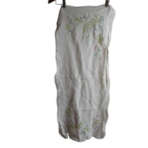 Vintage Pink Green Floral handmade embroidered Lace Dresser scarf runner - $702.17 MXN