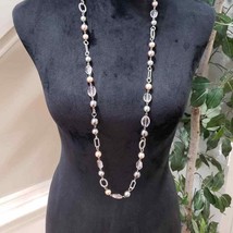 Womens Faux Pearl Single Strand & Crystal Beaded Fashion Jewelry Necklace - $27.00
