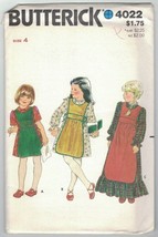 Butterick 4022 Pattern Girl&#39;s Dress &amp; Pinafore Apron Choose Size 3 or 4 Uncut - £7.18 GBP