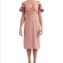  Paper Crown Anthropologie Off The Shoulder Pink Mauve Sheath Dress 0 Sm... - $47.01
