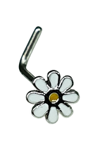 Daisy Nose Stud Flower Enamelled 20g (0.8mm) 316L Steel L Bent Nose Stud Pin - £4.90 GBP