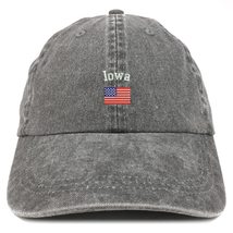 Trendy Apparel Shop Iowa USA Flag Pigment Dyed Washed Baseball Cap - Black - £16.07 GBP