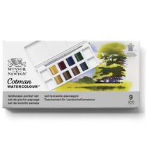 Winsor &amp; Newton Cotman Watercolour Landscape Set 8 Half Pans with Brush 0390673 - £19.81 GBP
