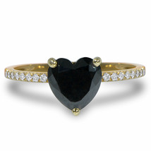 Black Diamond Hidden Halo Engagement Ring Heart 14K Rose Gold Treated 2.22 TCW - £1,852.51 GBP
