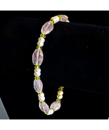 UB# Rose Quartz, Peridot, Pearl &amp; Sterling Silver Bracelet - £50.68 GBP