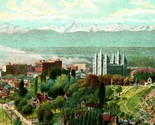 Salt Lake City From Prospect Hill Mormon Temple Mountains UNP Postcard O12 - $5.89