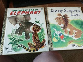 2 vintage Little Golden Books The Saggy Baggy Elephant, Tawny Scrawny Lion - £3.88 GBP