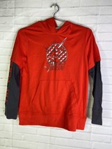 DC Comics The Flash Hooded Long Sleeve Red Black Shirt Boys Size M - $17.32