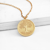 14K 9K Dainty Solid gold Tree of life Pendant Charm necklace, Gift for women - £174.54 GBP+