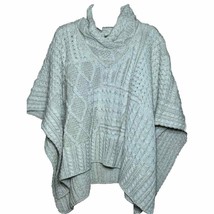 Carraigdonn Aran Knit Poncho One Size Cream Cable Knit 100% Wool Ireland... - $38.85