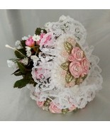 Lovely Lacey Pink/White Rose Floral Arrangement Centerpiece in Santini H... - £31.25 GBP