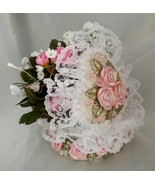 Lovely Lacey Pink/White Rose Floral Arrangement Centerpiece in Santini H... - $743.16 MXN