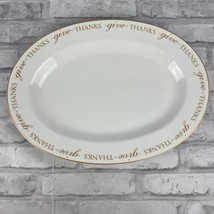 222 FIFTH Give Thanks White And Gold Serving Platter Thanksgiving Holiday - £24.35 GBP