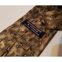 Roundtree &amp; Yorke Blue Gold Tan Brown Hand Made Woven Tie 100% Silk 60&quot; - £6.09 GBP