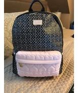 Betsey Johnson Backpack Pink Black DOTS Quilted Hearts School Travel Bag NWT - $89.09