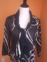 NWOT LAVIA Gray Abstract Print Long Sleeve Cotton Tie Front Blouse SZ IT 46 - $44.55