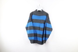Vintage 90s Streetwear Womens Large Striped Color Block Knit Mock Neck Sweater - £46.67 GBP