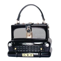 Black Car Shape Women Handbag Shoulder Bag Acrylic Box Style Purse Crossbody Bag - £60.01 GBP