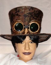 Steampunk Or Mad Hatter Brocaded Top Hat (Large Without Goggles) - £31.44 GBP