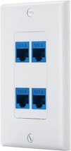 4 Port Cat6 Ethernet Female to Female Decorative Wall Plate in White - £27.97 GBP