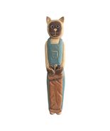Vintage Hand Carved Wooden Cat Golf Caddy Folk Art Sculpture Signed Phil... - $52.20