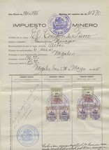 1915 Mexico Mining Tax Document El Creston de Fierro Gold Mine Sonora Stamps - £99.75 GBP