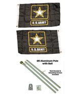 2x3 2&#39;x3&#39; Army Star Double Sided 2ply Flag Aluminum Pole Kit Gold Ball Top - $38.88