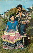 Chrome FL Postcard O419 Seminole Indian Brave and Bride on Reservation People - £2.59 GBP