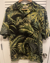 Tommy Bahama 100% Silk Black Palm Mens Hawaiian Camp Shirt Mens S - £28.39 GBP