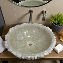 White Quartz Stone Sink Wash Basin Crystal Stunning Vanity Top Home Styl... - $508.79+
