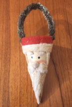 Vintage Cone Shape Christmas Santa Face Container 8&quot; X 5&quot; CONE - £13.19 GBP