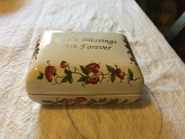 Vintage J. S. N. Y. China Box &quot;God&#39;s Blessings Are Forever&quot; with origina... - £6.19 GBP