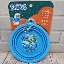 The Smurfs Collapsible Pet Silicone Bowl 25.7oz Silcone Clip On - $9.45